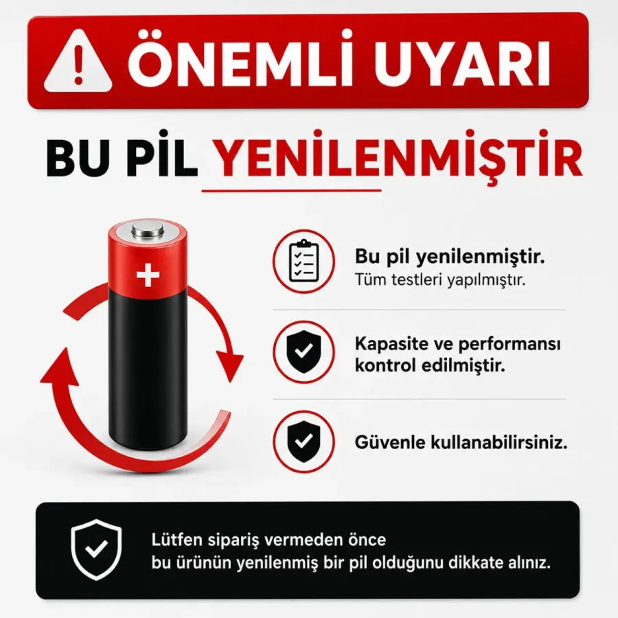 Yenilenmiş Tenpower ICR20650 Li-Ion Pil 2600 mAh 3.6V 30A